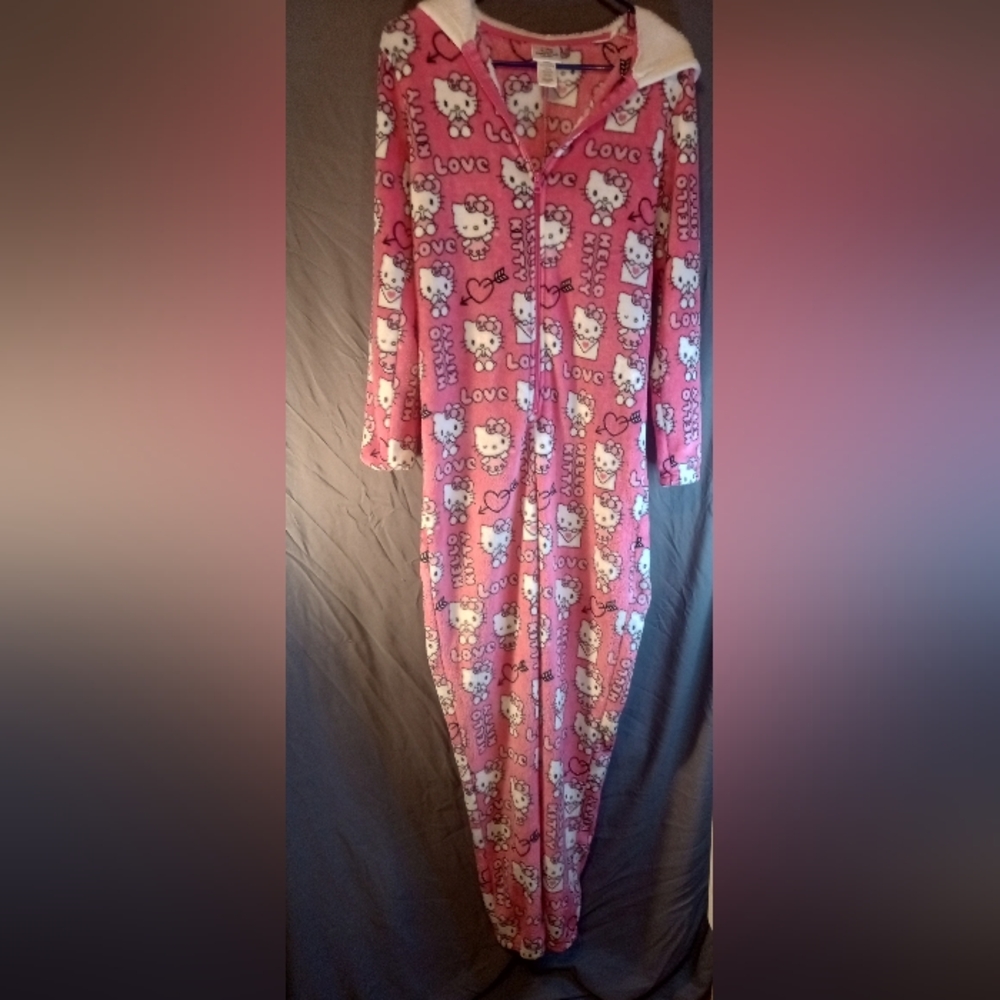 Unisex Pink Hello Kitty Fleece Onesie Pajamas